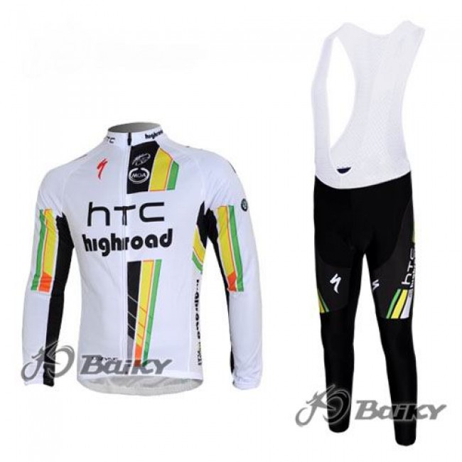 HTC-Highroad Pro Team Fahrradbekleidung Radtrikot Satz Langarm und Lange Trägerhose Weiß Grün HTC-Highroad Pro Team Fahrradbekleidung Radtrikot Satz Langarm und Lange Trägerhose Weiß Grün