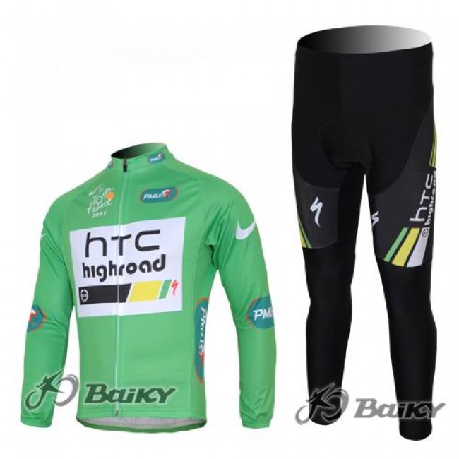 HTC-Highroad Pro Team Fahrradbekleidung Radtrikot Satz Langarm und Lange Fahrradhose Grün HTC-Highroad Pro Team Fahrradbekleidung Radtrikot Satz Langarm und Lange Fahrradhose Grün