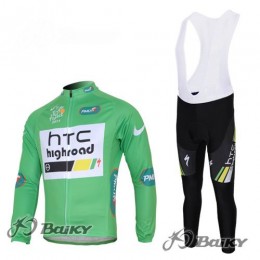 HTC-Highroad Pro Team Fahrradbekleidung Radtrikot Satz Langarm und Lange Trägerhose Grün Weiß HTC-Highroad Pro Team Fahrradbekleidung Radtrikot Satz Langarm und Lange Trägerhose Grün Weiß