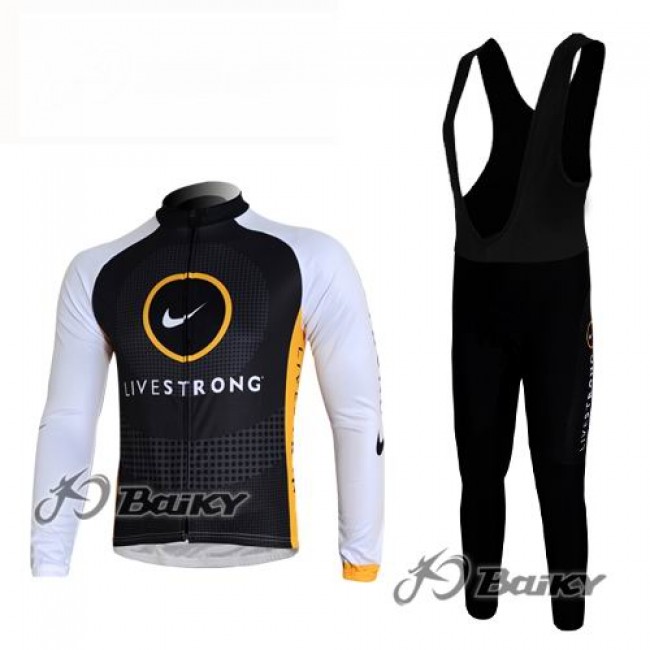 Livestrong Fahrradbekleidung Radtrikot Satz Langarm und Lange Trägerhose Schwarz Weiß Livestrong Fahrradbekleidung Radtrikot Satz Langarm und Lange Trägerhose Schwarz Weiß