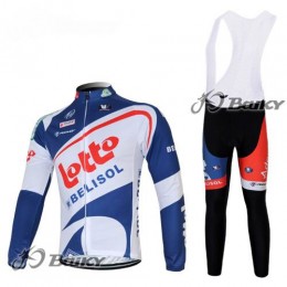 Lotto Belisol Fahrradbekleidung Radtrikot Satz Langarm und Lange Fahrradhose Weiß Blau