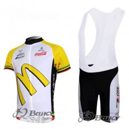 McDonald Legea Pro Team Fahrradbekleidung Satz Fahrradtrikot Kurzarm Trikot und Kurz Trägerhose Weiß Gelb McDonald Legea Pro Team Fahrradbekleidung Satz Fahrradtrikot Kurzarm Trikot und Kurz Trägerhose Weiß Gelb