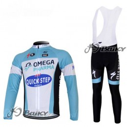 Omega Pharma Quick Step Pro Team Fahrradbekleidung Radtrikot Satz Langarm und Lange Trägerhose Blau Weiß Omega Pharma Quick Step Pro Team Fahrradbekleidung Radtrikot Satz Langarm und Lange Trägerhose Blau Weiß