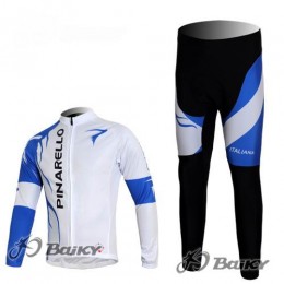Pinarello Pro Team Fahrradbekleidung Radtrikot Satz Langarm und Lange Fahrradhose Weiß Blau