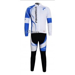 Pinarello Pro Team Fahrradbekleidung Radtrikot Satz Langarm und Lange Fahrradhose Weiß Blau
