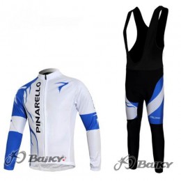 Pinarello Pro Team Fahrradbekleidung Radtrikot Satz Langarm und Lange Trägerhose Weiß Blau