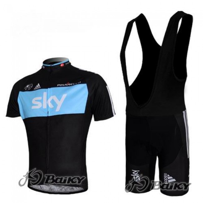 SKY Pro Team Fahrradbekleidung Satz Fahrradtrikot Kurzarm Trikot und Kurz Trägerhose Schwarz Blau SKY Pro Team Fahrradbekleidung Satz Fahrradtrikot Kurzarm Trikot und Kurz Trägerhose Schwarz Blau