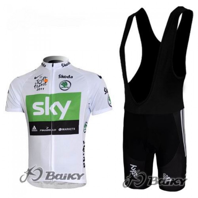 SKY Pro Team Fahrradbekleidung Satz Fahrradtrikot Kurzarm Trikot und Kurz Trägerhose Weiß Grün SKY Pro Team Fahrradbekleidung Satz Fahrradtrikot Kurzarm Trikot und Kurz Trägerhose Weiß Grün