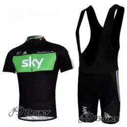 SKY Pro Team Fahrradbekleidung Satz Fahrradtrikot Kurzarm Trikot und Kurz Trägerhose Schwarz Grün SKY Pro Team Fahrradbekleidung Satz Fahrradtrikot Kurzarm Trikot und Kurz Trägerhose Schwarz Grün