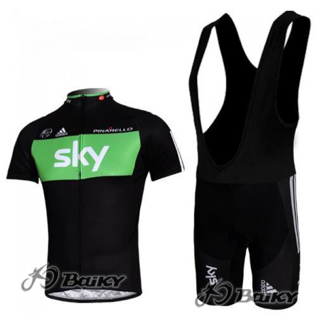 SKY Pro Team Fahrradbekleidung Satz Fahrradtrikot Kurzarm Trikot und Kurz Trägerhose Schwarz Grün SKY Pro Team Fahrradbekleidung Satz Fahrradtrikot Kurzarm Trikot und Kurz Trägerhose Schwarz Grün