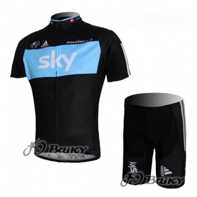 SKY Pro Team Radbekleidung Radtrikot Kurzarm und Fahrradhosen Kurz Schwarz Blau SKY Pro Team Radbekleidung Radtrikot Kurzarm und Fahrradhosen Kurz Schwarz Blau