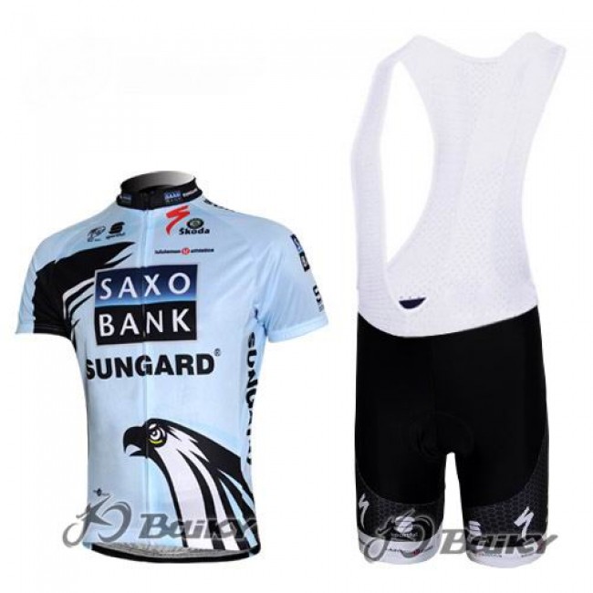 Saxo Bank Sungard Pro Team Fahrradbekleidung Satz Fahrradtrikot Kurzarm Trikot und Kurz Trägerhose Weiß Saxo Bank Sungard Pro Team Fahrradbekleidung Satz Fahrradtrikot Kurzarm Trikot und Kurz Trägerhose Weiß
