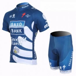 2013 Saxo Bank Tinkoff Pro Team Radtrikot Kurzarm und Kurz Radhose Kits Blau
