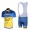 2013 Saxo Bank Tinkoff Pro Team Fahrradbekleidung Satz Fahrradtrikot Kurzarm Trikot und Kurz Trägerhose Blau Gelb