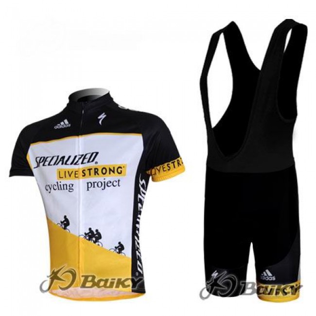Specialized Livestrong Fahrradbekleidung Satz Fahrradtrikot Kurzarm Trikot und Kurz Trägerhose Weiß Gelb Specialized Livestrong Fahrradbekleidung Satz Fahrradtrikot Kurzarm Trikot und Kurz Trägerhose Weiß Gelb