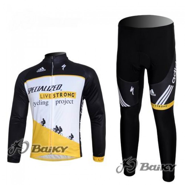 Specialized Livestrong Fahrradbekleidung Radtrikot Satz Langarm und Lange Fahrradhose Weiß Schwarz Gelb Specialized Livestrong Fahrradbekleidung Radtrikot Satz Langarm und Lange Fahrradhose Weiß Schwarz Gelb