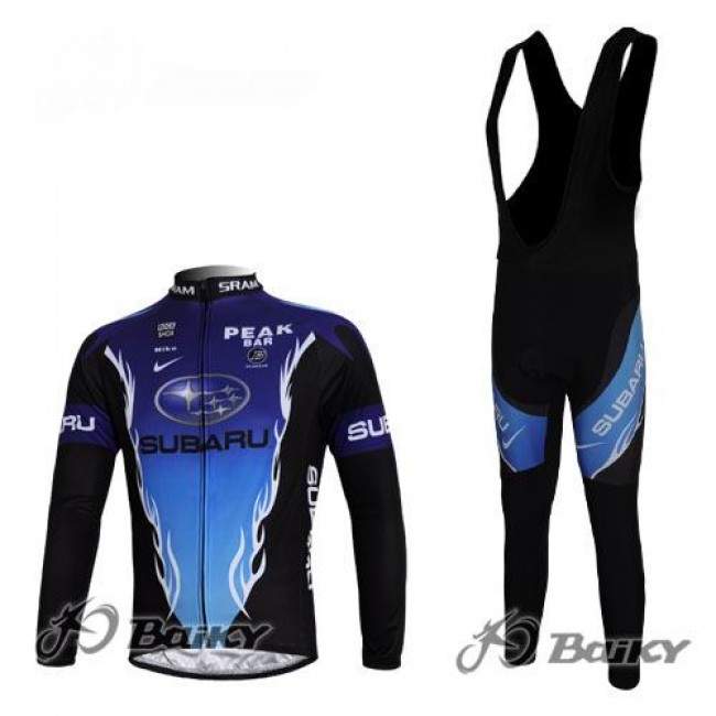 Subaru Peak Bar Team Fahrradbekleidung Radtrikot Satz Langarm und Lange Trägerhose Schwarz Blau Subaru Peak Bar Team Fahrradbekleidung Radtrikot Satz Langarm und Lange Trägerhose Schwarz Blau