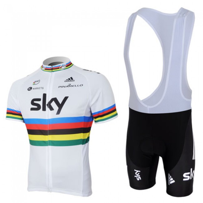 2013 Team Sky UCI Fahrradbekleidung Satz Fahrradtrikot Kurzarm Trikot und Kurz Trägerhose Weiß Schwarz 2013 Team Sky UCI Fahrradbekleidung Satz Fahrradtrikot Kurzarm Trikot und Kurz Trägerhose Weiß Schwarz