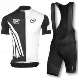 2016 Assos Weiß Schwarz Fahrradbekleidung Radtrikot und Trägerhosen Set