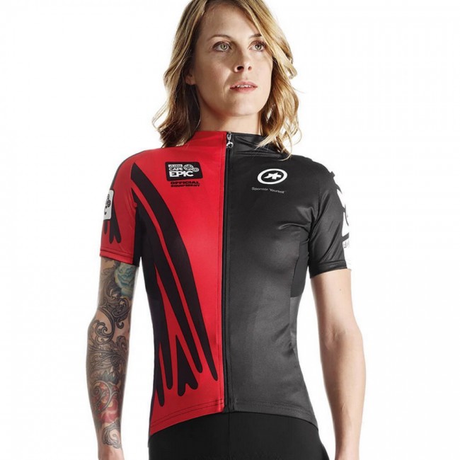 2016 Assos schwarz rot Radtrikot Kurzarm Damen 2016 Assos schwarz rot Radtrikot Kurzarm Damen