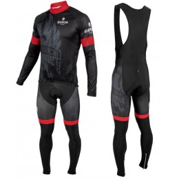 2016 Bianchi Milano Sorisole Schwarz-Rot Fahrradbekleidung Satz Radtrikot Langarm+Lang Trägerhose