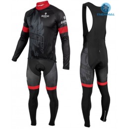 2016 Bianchi Milano Sorisole Schwarz-Rot thermisch Fahrradbekleidung Satz Radtrikot Langarm+Lang Trägerhose