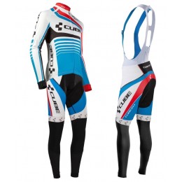 2016 Cube Teamline Weiß-Blau Fahrradbekleidung Satz Radtrikot Langarm+Lang Trägerhose 2016 Cube Teamline Weiß-Blau Fahrradbekleidung Satz Radtrikot Langarm+Lang Trägerhose