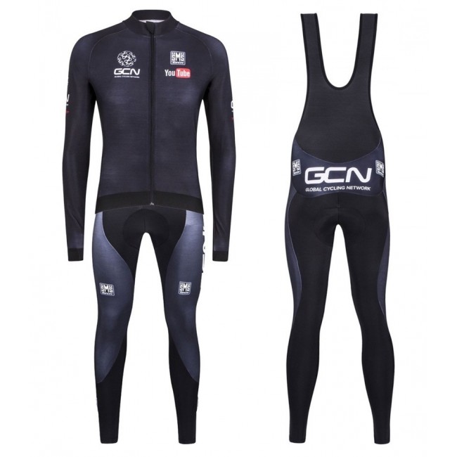 2016 GCN Sleek H20 Schwarz Fahrradbekleidung Satz Radtrikot Langarm+Lang Trägerhose 2016 GCN Sleek H20 Schwarz Fahrradbekleidung Satz Radtrikot Langarm+Lang Trägerhose
