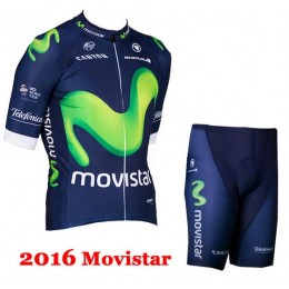 2016 Movistar Radbekleidung Radtrikot Kurzarm und Fahrradhosen Kurz