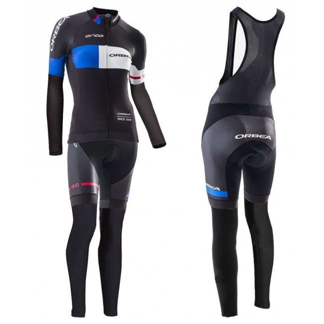 2016 Orbea Pro Damen Schwarz-Blau Fahrradbekleidung Satz Radtrikot Langarm+Lang Trägerhose 2016 Orbea Pro Damen Schwarz-Blau Fahrradbekleidung Satz Radtrikot Langarm+Lang Trägerhose