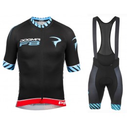 2016 Pinarello Dogma F8 schwarz-blau Fahrradbekleidung Satz Radtrikot Kurzarm+Kurz Trägerhose