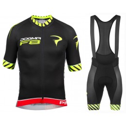 2016 Pinarello Dogma F8 schwarz-gelb Fahrradbekleidung Satz Radtrikot Kurzarm+Kurz Trägerhose