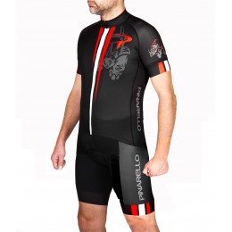 2016 Pinarello Corsa Rhino schwarz-rot Fahrradbekleidung Satz Radtrikot Kurzarm+Kurz Trägerhose