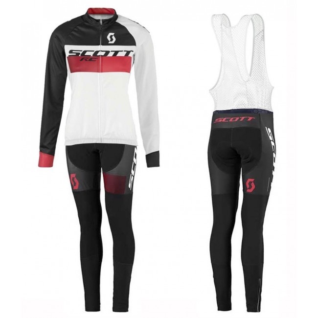 2016 Scott RC Weiß-Schwarz-Rot Damen Fahrradbekleidung Satz Radtrikot Langarm+Lang Trägerhose 2016 Scott RC Weiß-Schwarz-Rot Damen Fahrradbekleidung Satz Radtrikot Langarm+Lang Trägerhose