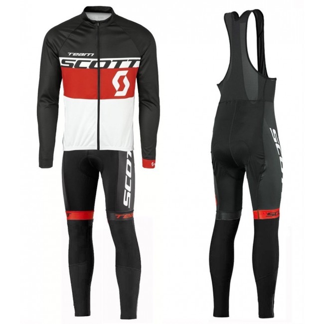 2016 Scott Team Schwarz-Rot-Weiß Fahrradbekleidung Satz Radtrikot Langarm+Lang Trägerhose 2016 Scott Team Schwarz-Rot-Weiß Fahrradbekleidung Satz Radtrikot Langarm+Lang Trägerhose