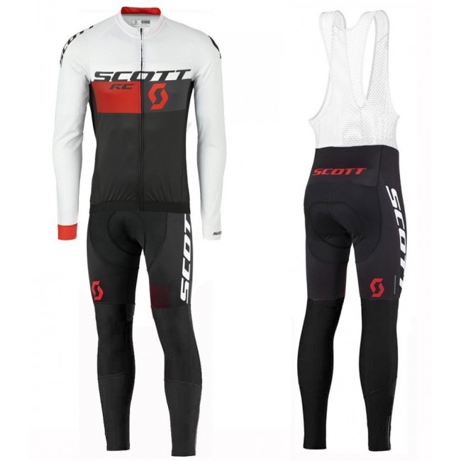2016 Scott RC Weiß-Schwarz-Rot Fahrradbekleidung Satz Radtrikot Langarm+Lang Trägerhose 2016 Scott RC Weiß-Schwarz-Rot Fahrradbekleidung Satz Radtrikot Langarm+Lang Trägerhose