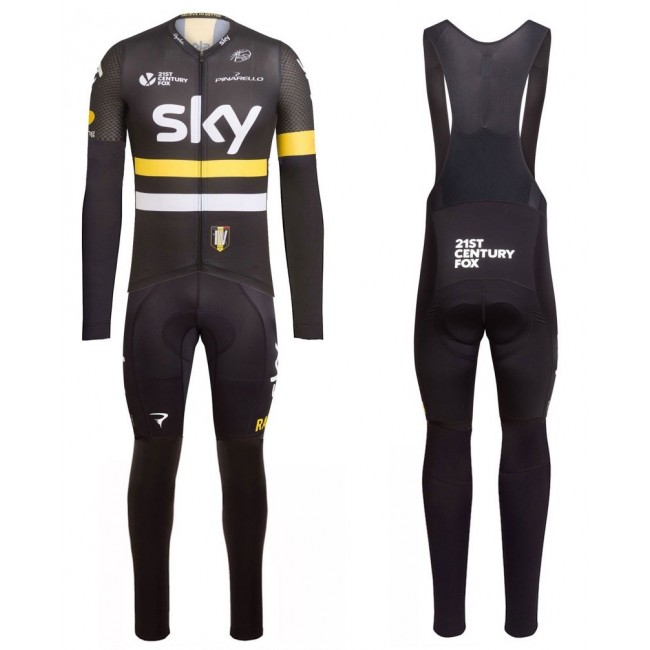 2016 Team Sky IV Schwarz-Gelb Fahrradbekleidung Satz Radtrikot Langarm+Lang Trägerhose 2016 Team Sky IV Schwarz-Gelb Fahrradbekleidung Satz Radtrikot Langarm+Lang Trägerhose