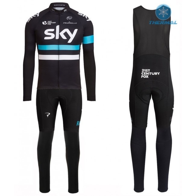 2016 Team Sky Pro Schwarz thermisch Fahrradbekleidung Satz Radtrikot Langarm+Lang Trägerhose 2016 Team Sky Pro Schwarz thermisch Fahrradbekleidung Satz Radtrikot Langarm+Lang Trägerhose