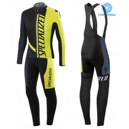 2016 Specialized Pro Team SZK Schwarz-Grün Fluo thermisch Fahrradbekleidung Satz Radtrikot Langarm+Lang Trägerhose