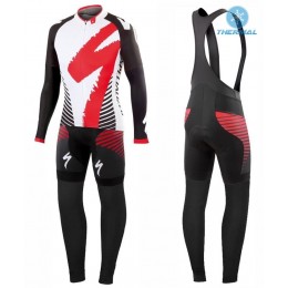 2016 Specialized Team LS Weiß-Rot thermisch Fahrradbekleidung Satz Radtrikot Langarm+Lang Trägerhose