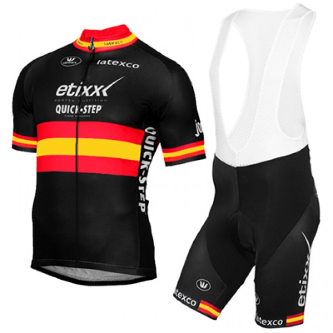 ETIXX-QUICK STEP 2017 Schwarz Rot Gelb Fahrradbekleidung Satz Radtrikot Kurzarm+Kurz Trägerhose ETIXX-QUICK STEP 2017 Schwarz Rot Gelb Fahrradbekleidung Satz Radtrikot Kurzarm+Kurz Trägerhose
