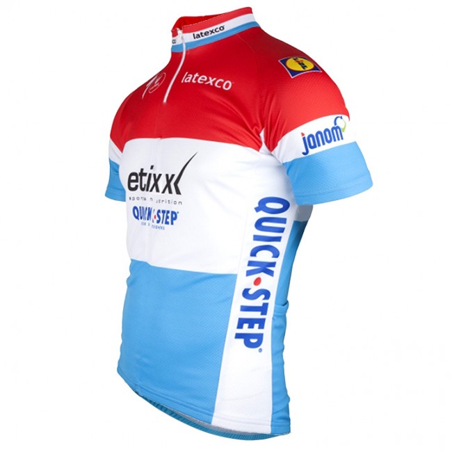 ETIXX-QUICK STEP 2017 Luxembourgian Champion Rot Blau Radtrikot Kurzarm ETIXX-QUICK STEP 2017 Luxembourgian Champion Rot Blau Radtrikot Kurzarm