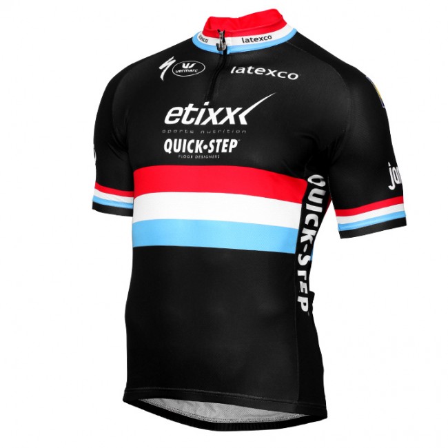 ETIXX-QUICK STEP 2017 Luxembourgian Champion Schwarz Radtrikot Kurzarm ETIXX-QUICK STEP 2017 Luxembourgian Champion Schwarz Radtrikot Kurzarm