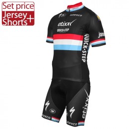 ETIXX-QUICK STEP 2017 Luxembourgian Champion Schwarz Fahrradbekleidung Satz Radtrikot Kurzarm+Kurz Radhose ETIXX-QUICK STEP 2017 Luxembourgian Champion Schwarz Fahrradbekleidung Satz Radtrikot Kurzarm+Kurz Radhose