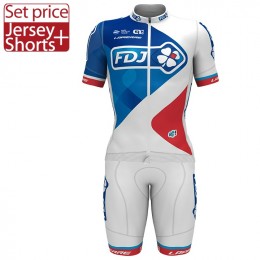 FDJ Pro 2017 Weiß Fahrradbekleidung Satz Radtrikot Kurzarm+Kurz Radhose FDJ Pro 2017 Weiß Fahrradbekleidung Satz Radtrikot Kurzarm+Kurz Radhose