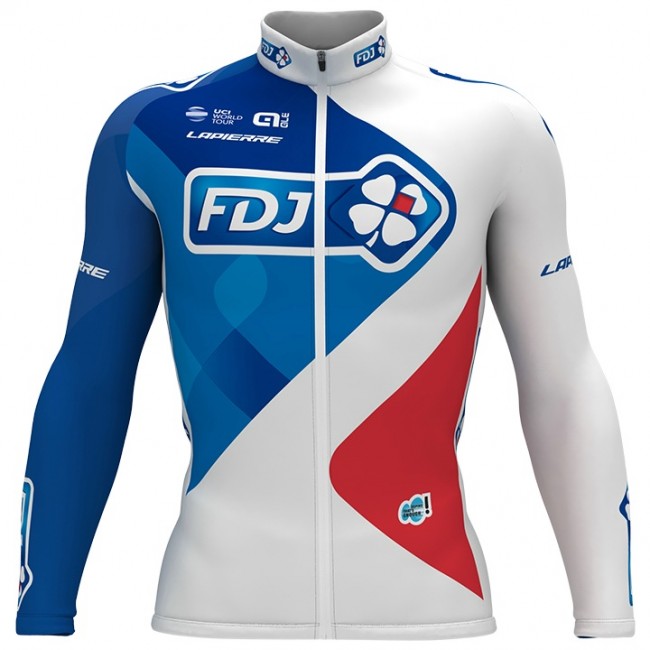 FDJ Pro 2017 Weiß Radtrikot Langarm FDJ Pro 2017 Weiß Radtrikot Langarm