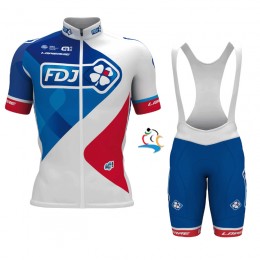 FDJ Pro 2017 Fahrradbekleidung Satz Radtrikot Kurzarm+Kurz Trägerhose FDJ Pro 2017 Fahrradbekleidung Satz Radtrikot Kurzarm+Kurz Trägerhose