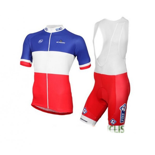 FDJ 2017 Fahrradbekleidung Satz Radtrikot Kurzarm+Kurz Trägerhose FDJ 2017 Fahrradbekleidung Satz Radtrikot Kurzarm+Kurz Trägerhose