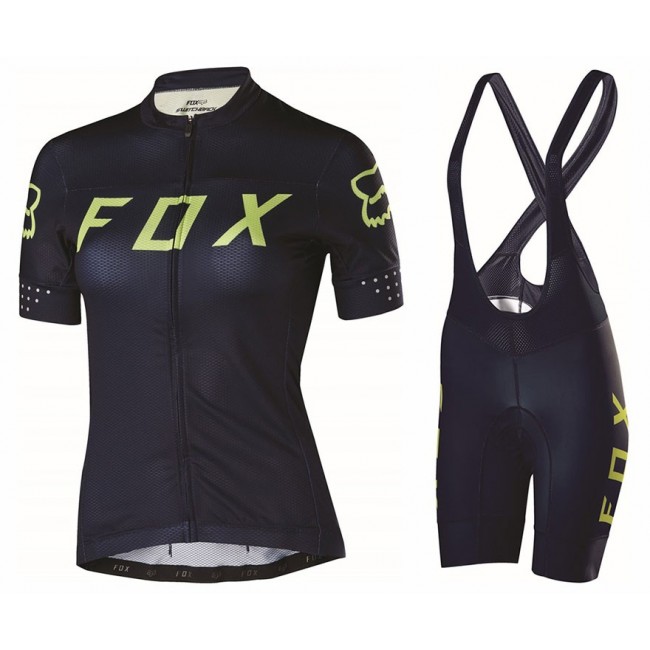 2017 Team FOX Damen Schwarz Gelb Fahrradbekleidung Satz Radtrikot Kurzarm+Kurz Trägerhose 2017 Team FOX Damen Schwarz Gelb Fahrradbekleidung Satz Radtrikot Kurzarm+Kurz Trägerhose