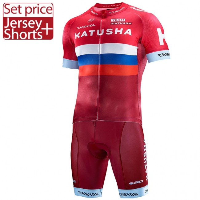 Katusha 2017 Fahrradbekleidung Satz Radtrikot Kurzarm+Kurz Radhose Katusha 2017 Fahrradbekleidung Satz Radtrikot Kurzarm+Kurz Radhose